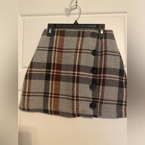 GB Juniors Plaid Mini Skirt Size XS - Grey/Brown/Black